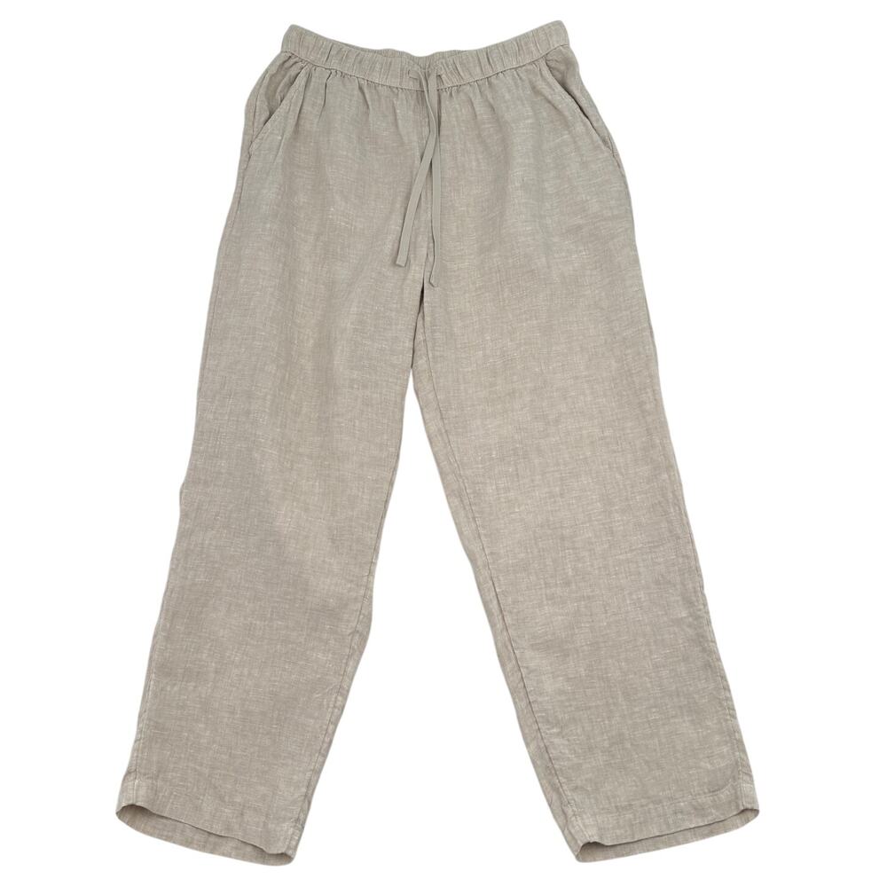 Caslon Linen Drawstring Cropped Pants Size M Coastal Beachy Straight Leg